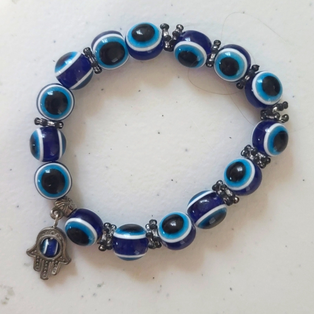 Hamsa Hand Stretch Bead Bracelet